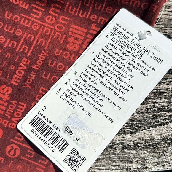 Lululemon Wunder Train‎ Fit High-Rise Tight 25" Lululemon Red Logo Size 2 NWT - Picture 2 of 5